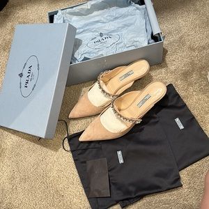 Prada crystal pink low heel pumps size9